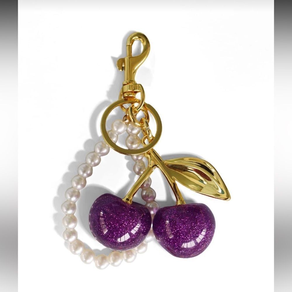 Purple Cherry Keychain with Gold Accents S1036